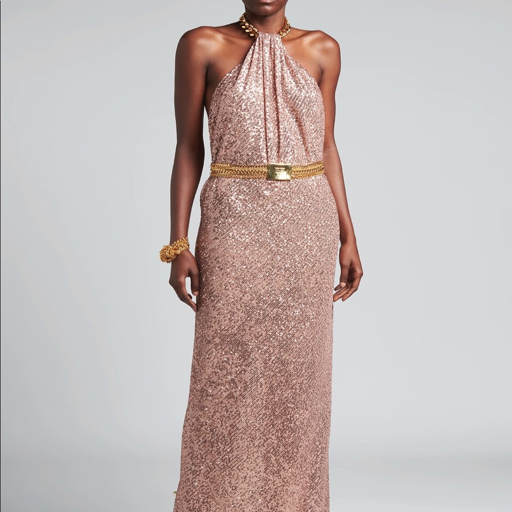 TOM FORD, sequinned halterneck gown color PINK, SS22, - Picture 4 of 6